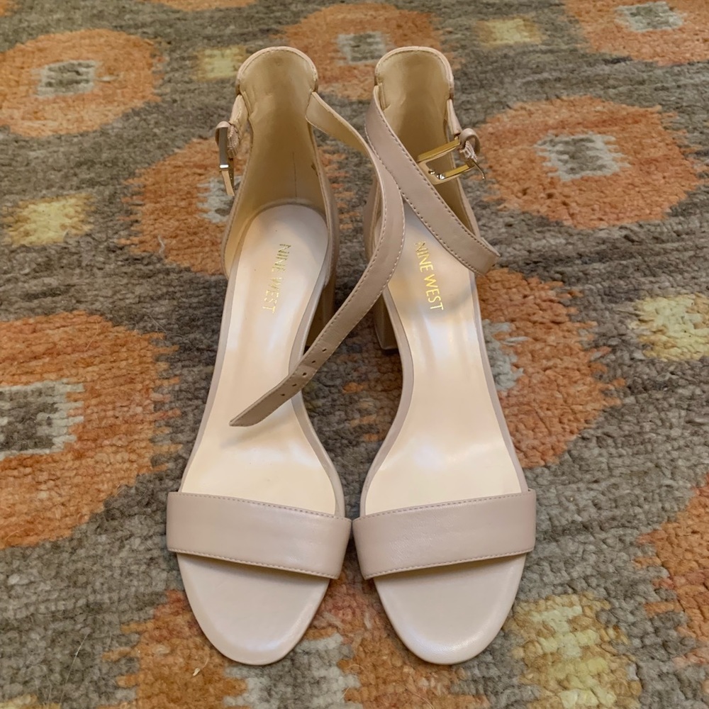 Nine West block heels, nude, size 8.5